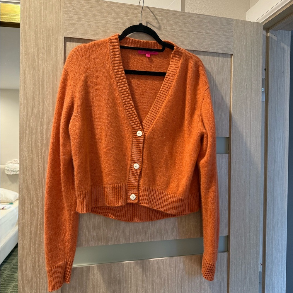 The Elder Statesman Orange Cardigan Sweater